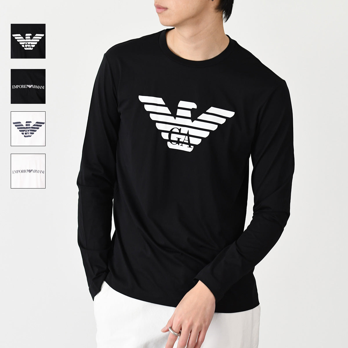 EMPORIO ARMANI 피마저지 로고 프린트 탑스