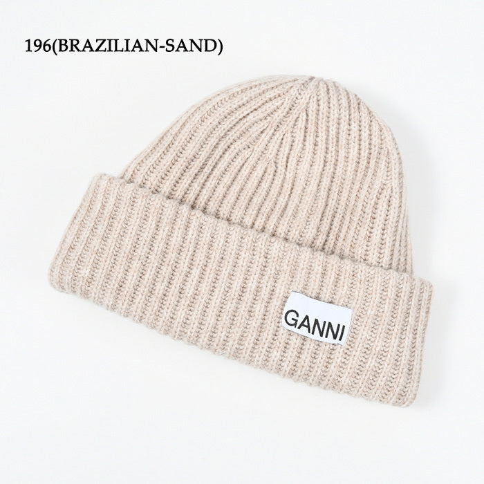 GANNI 로고 리브 비니