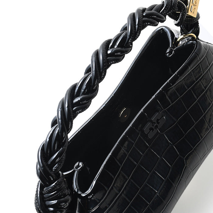 GANNI CROCO PATENT MINI BOU BAG