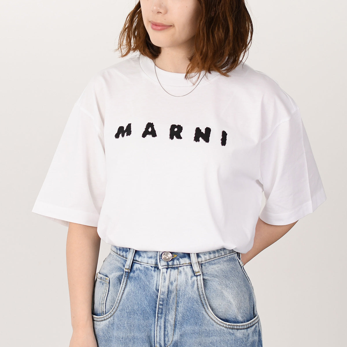 MARNI マルニスクリブルロゴ オーバーサイズ ジャージーTシャツ