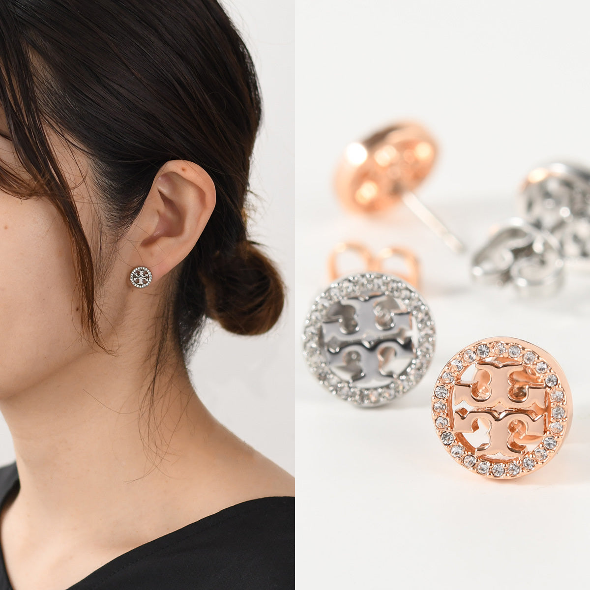 TORY BURCH 미러 파베 스터드 피어싱