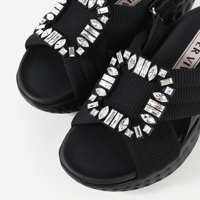 Roger Vivier 비브 런 패브릭 샌들
