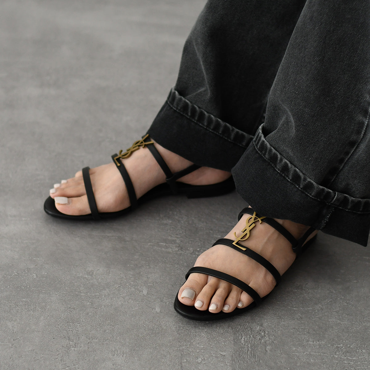SAINT LAURENT Cassandra flat sandals