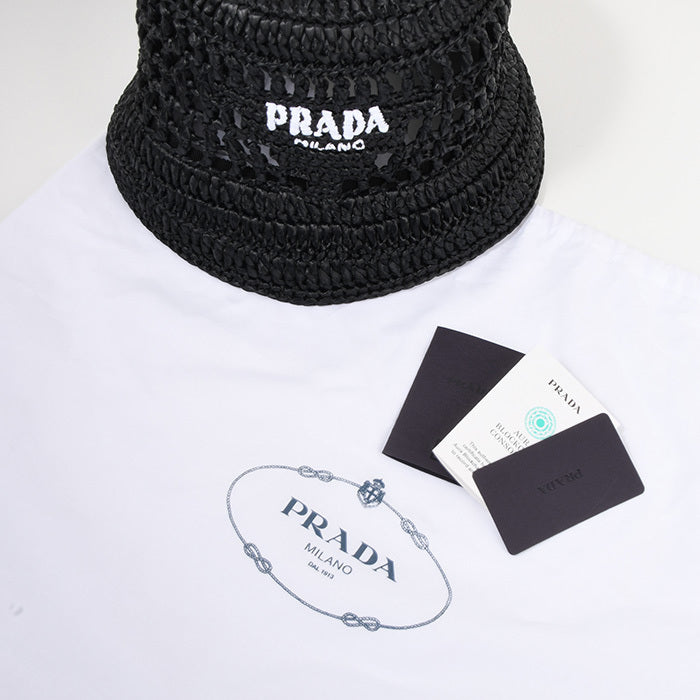 PRADA 우븐 패브릭 버킷 모자