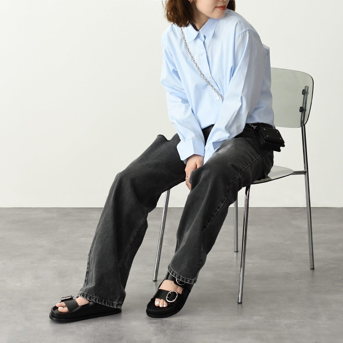 JILSANDER バックルストラップ レザー サンダル