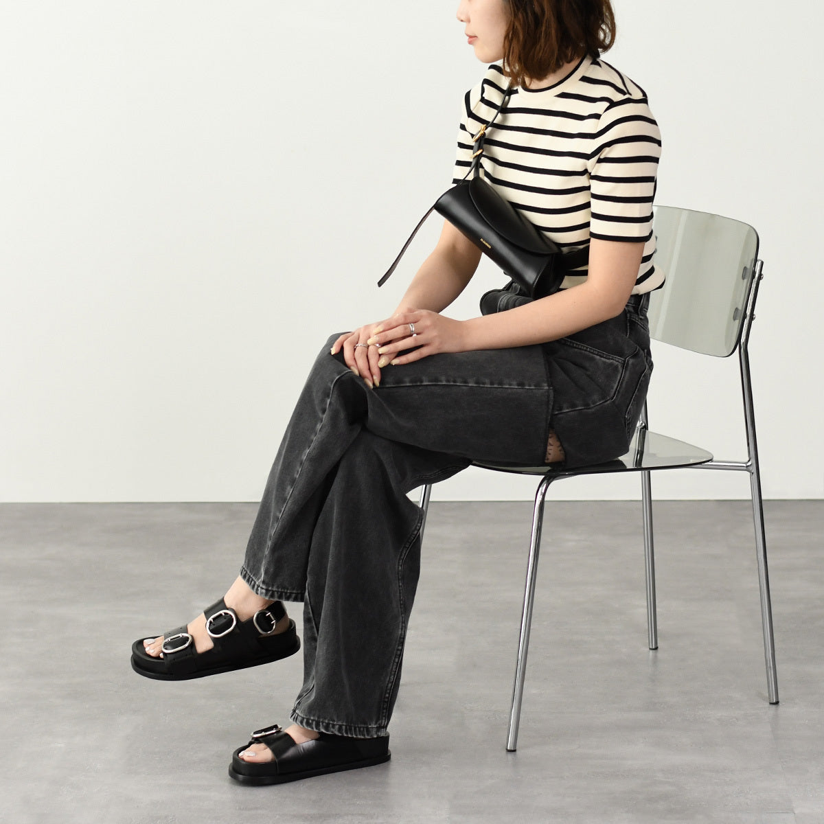 JILSANDER バックルストラップ レザー サンダル