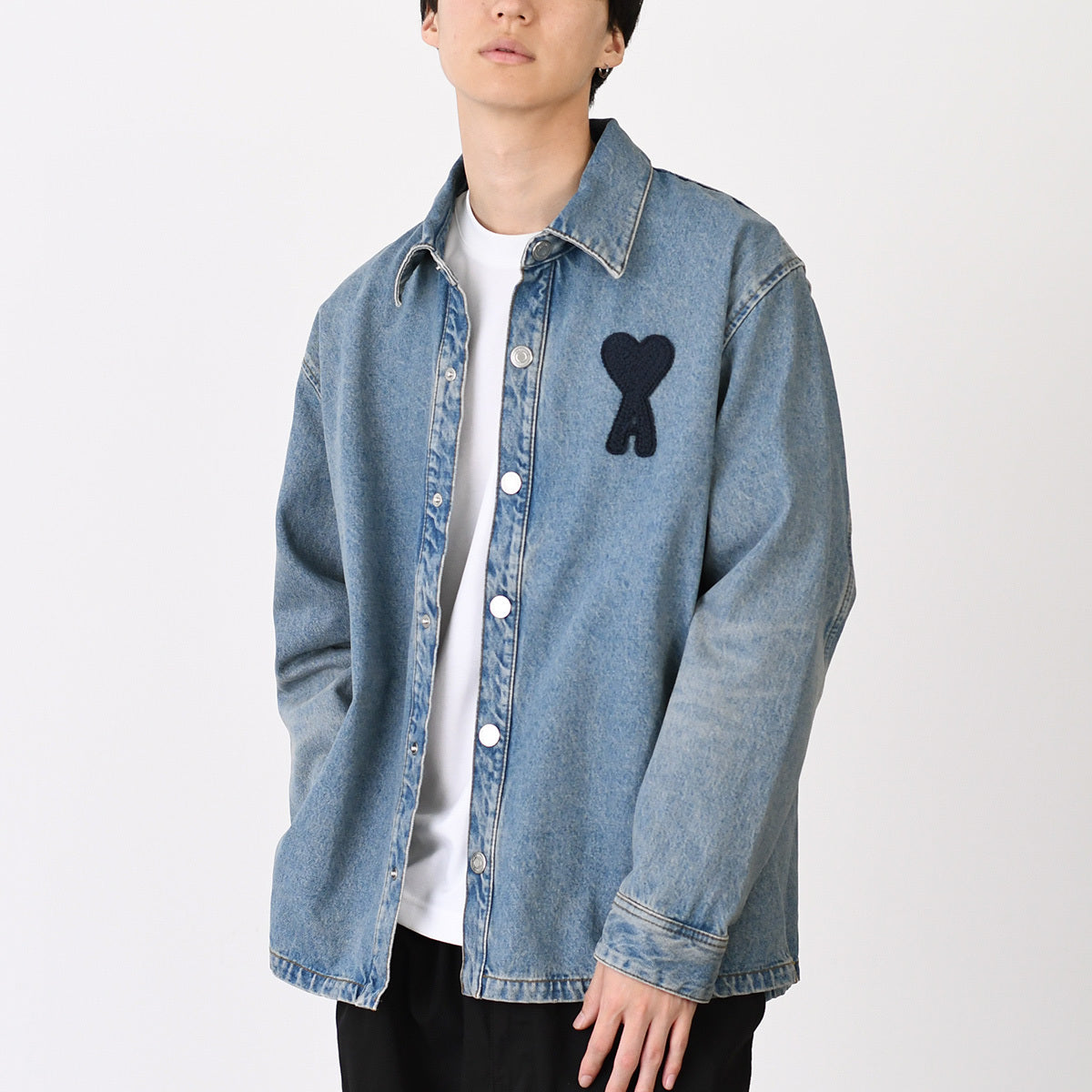 AMI PARIS AMI DE COEUR アミパリス Ami de Coeur ウォッシュドデニム オーバーシャツ