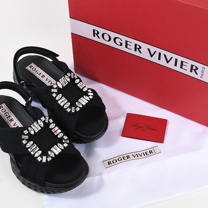 Roger Vivier 비브 런 패브릭 샌들