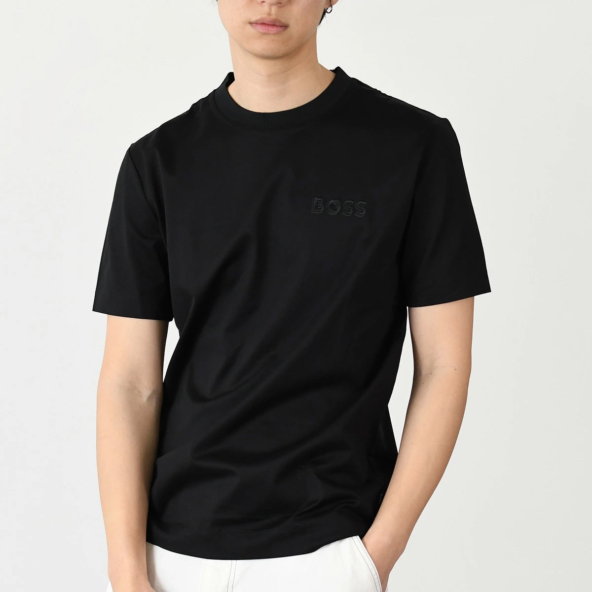 HUGO BOSS コットンジャージーTシャツ ロゴエンブロイダリー