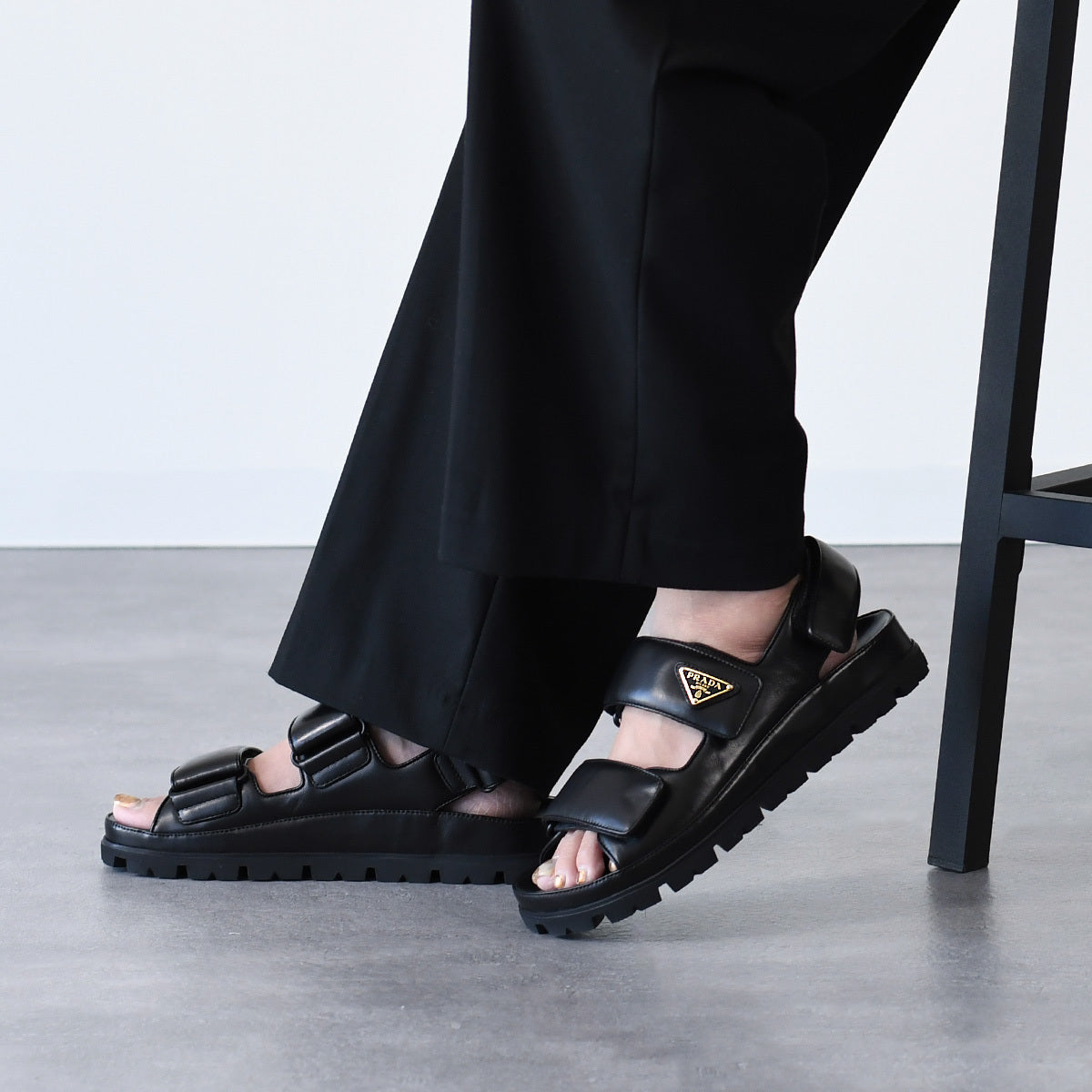 Prada nappa leather flat sandals