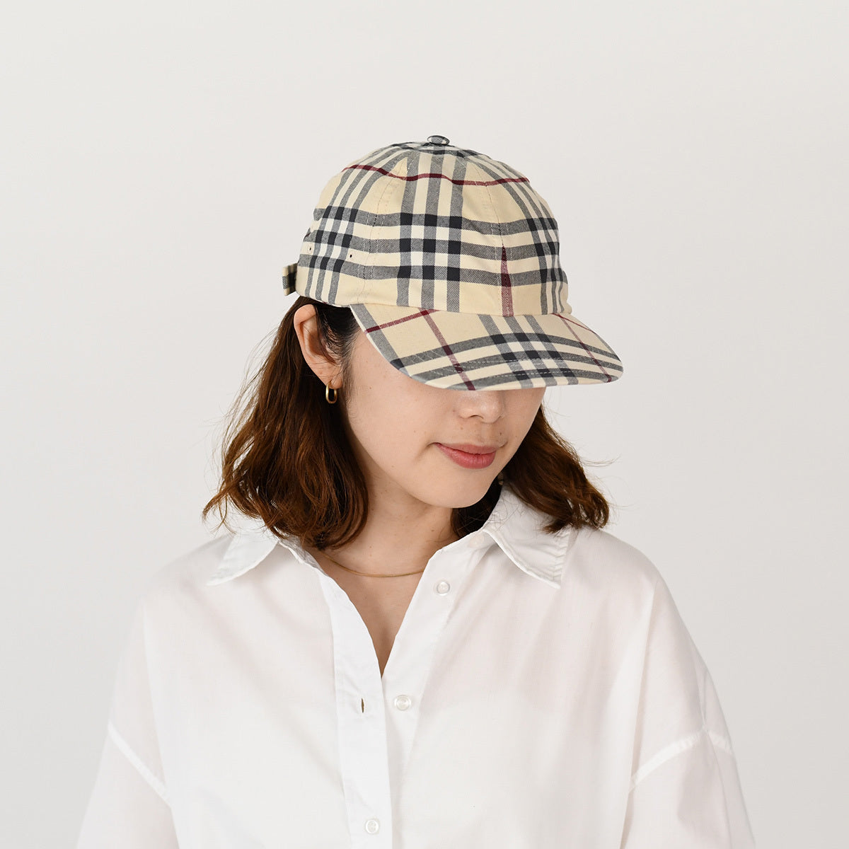 BURBERRY 체크 코튼 베이스볼 캡