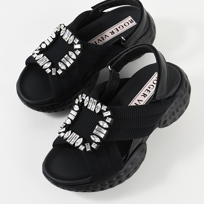 Roger Vivier 비브 런 패브릭 샌들