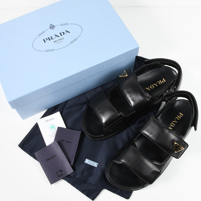 Prada nappa leather flat sandals