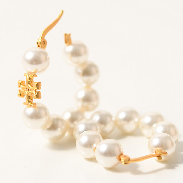TORY BURCH Kira Pearl Hoop Earrings