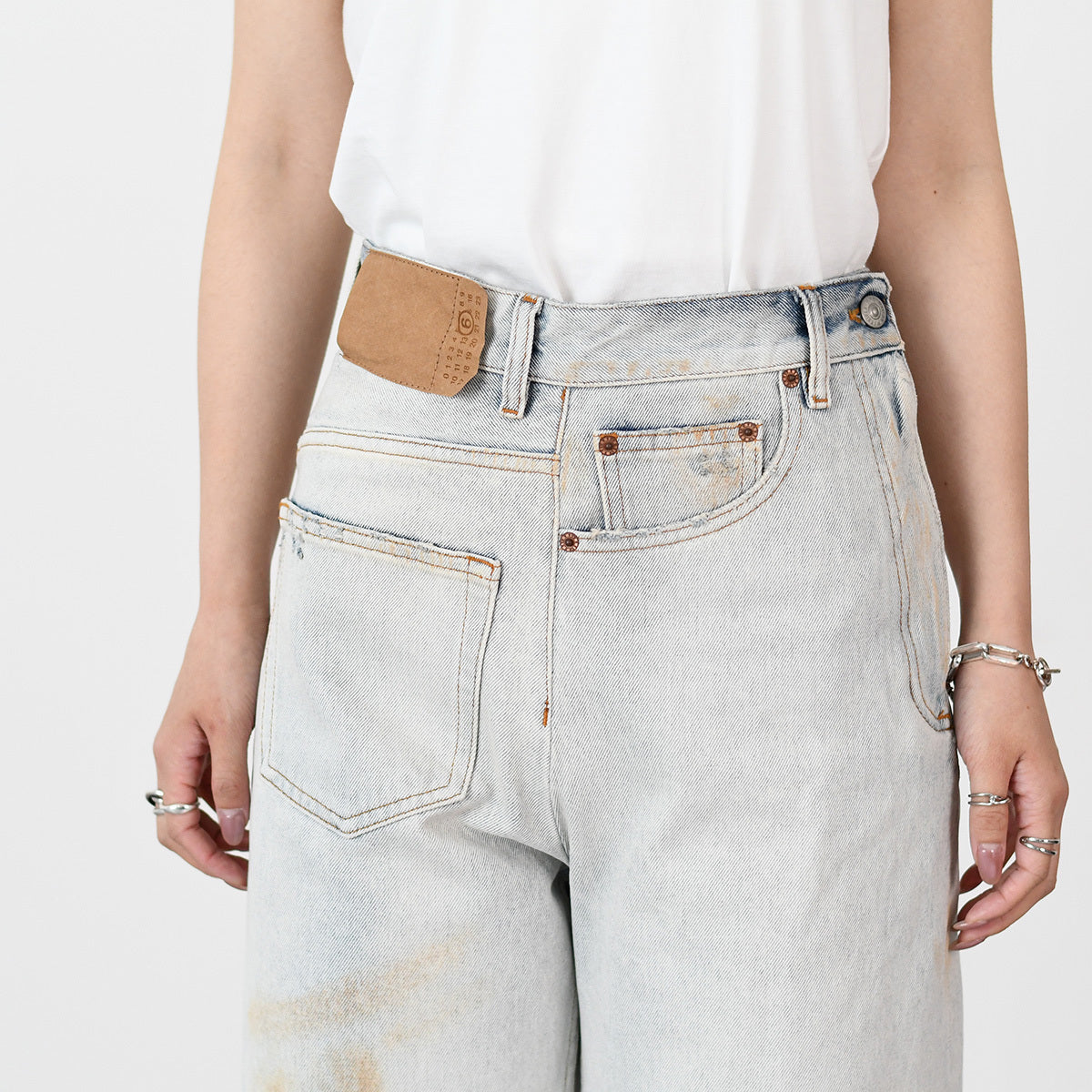 MM6 Twisted Wide Leg Jeans