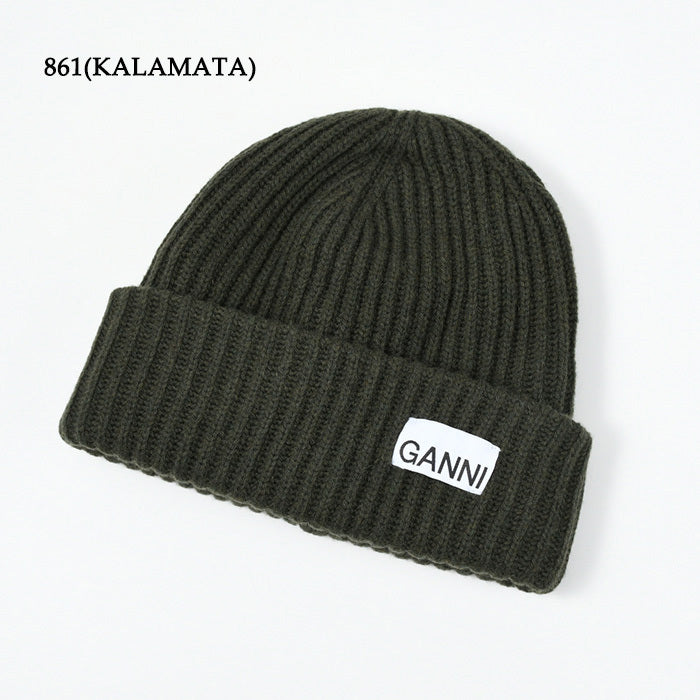 GANNI 로고 리브 비니