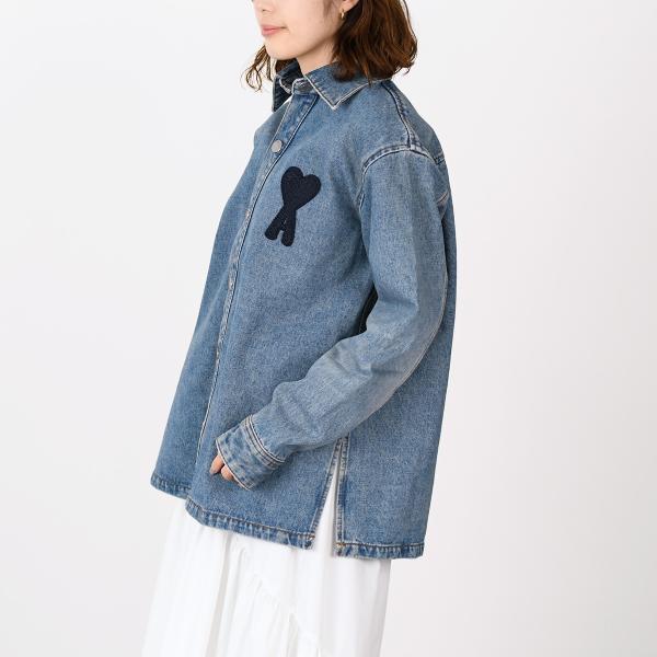 AMI PARIS AMI DE COEUR アミパリス Ami de Coeur ウォッシュドデニム オーバーシャツ