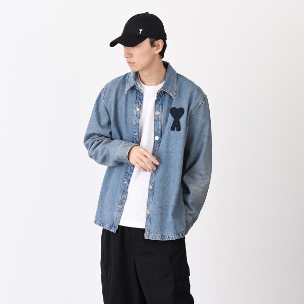 AMI PARIS AMI DE COEUR アミパリス Ami de Coeur ウォッシュドデニム オーバーシャツ