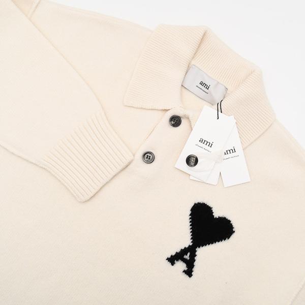 AMI PARIS Ami De Coeur Merino Wool Felt Knit Polo