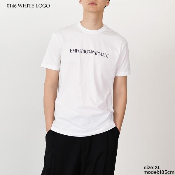 EMPORIO ARMANI 피마저지 로고 프린트 티셔츠