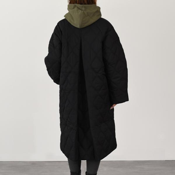 GANNI QUILT RAGLAN MIDI COAT