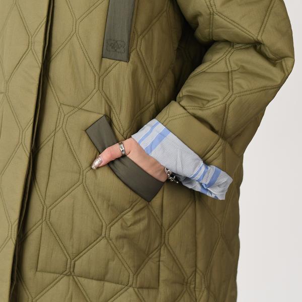 GANNI QUILT RAGLAN MIDI COAT