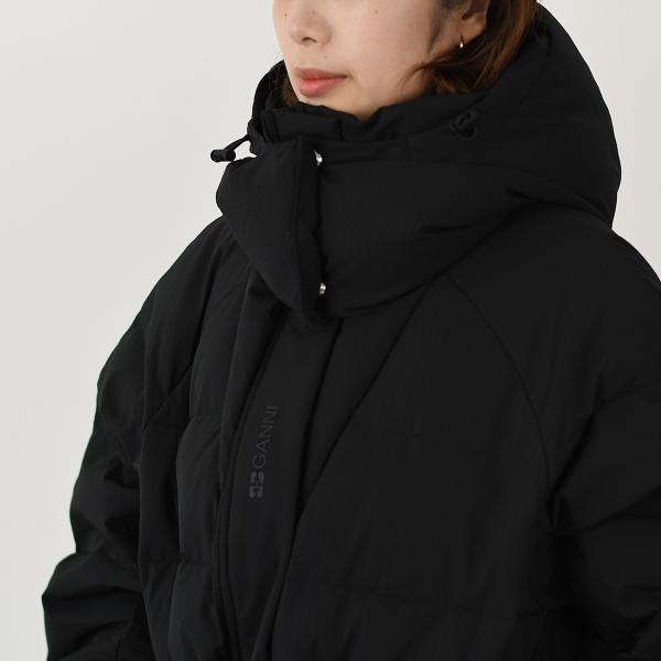 GANNI TECH SEERSUCKER PUFFER DOWN COAT