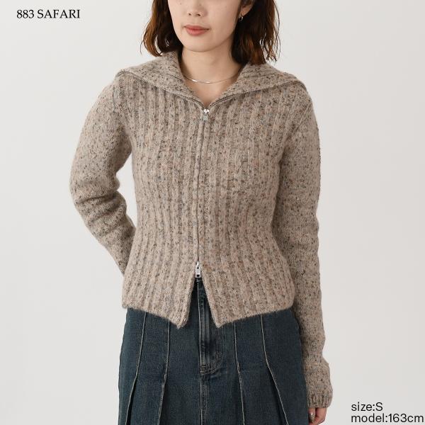 GANNI ALPACA COTTON MIX HIGHNECK ZIP CARDIGAN