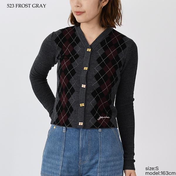 GANNI ARGYLE KNIT CARDIGAN