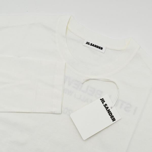 JILSANDER 질 썬더 Jil Sander 로고 백 프린트 코튼 크루 넥 긴 소매 T 셔츠