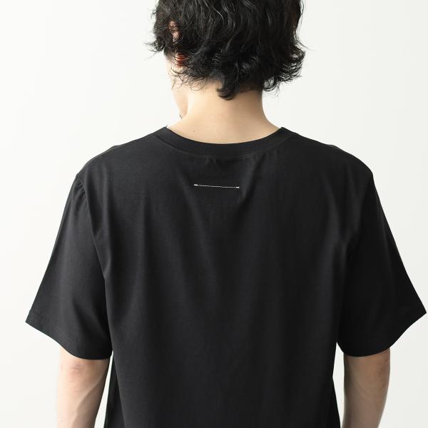MM6 ナンバーロゴプリント サテン Tシャツ