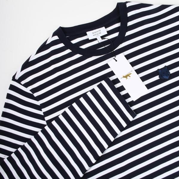 MAISON KITSUNE フォックスヘッド ストライプ ロングスリーブ Tシャツ
