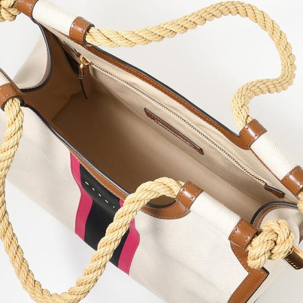 MARNI Rope-handle MARCEL striped canvas bag