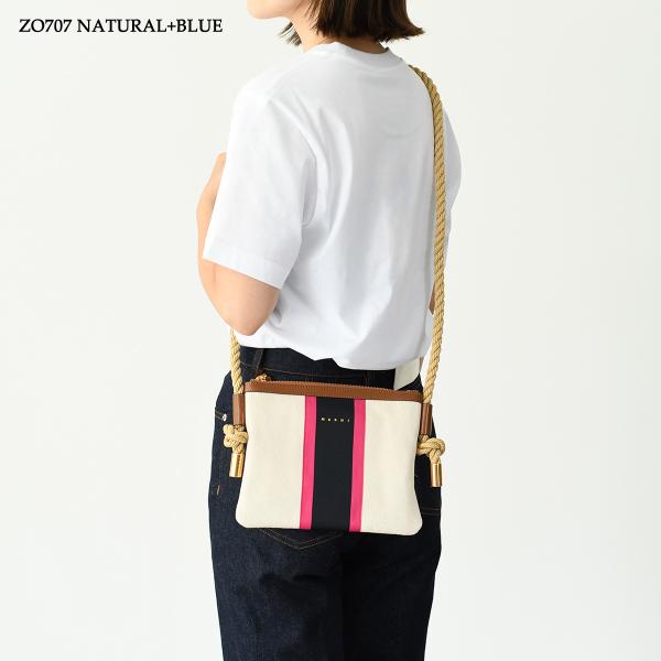 MARNI ストライプキャンバスショルダーバッグ