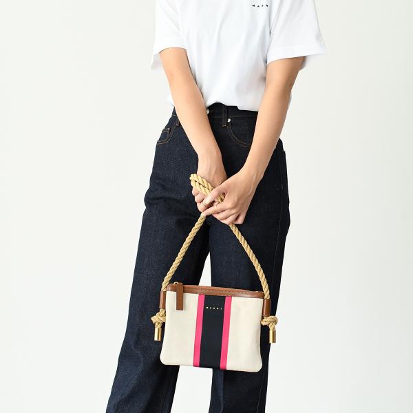 MARNI ストライプキャンバスショルダーバッグ