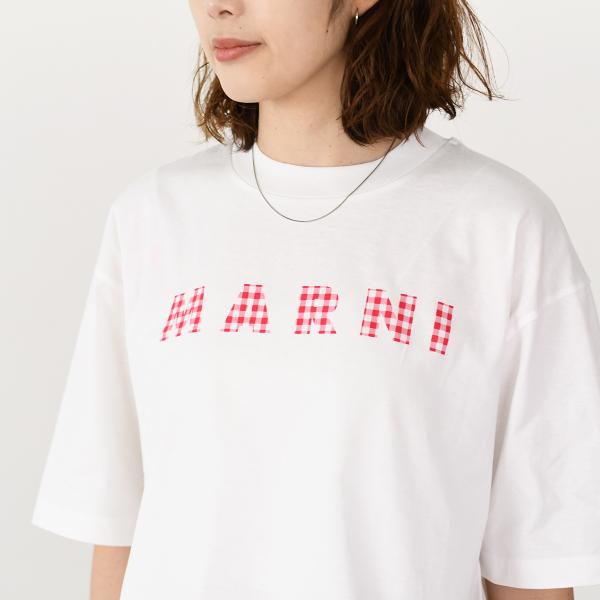 MARNI T-shirt in jersey cotton with checked Marni logo