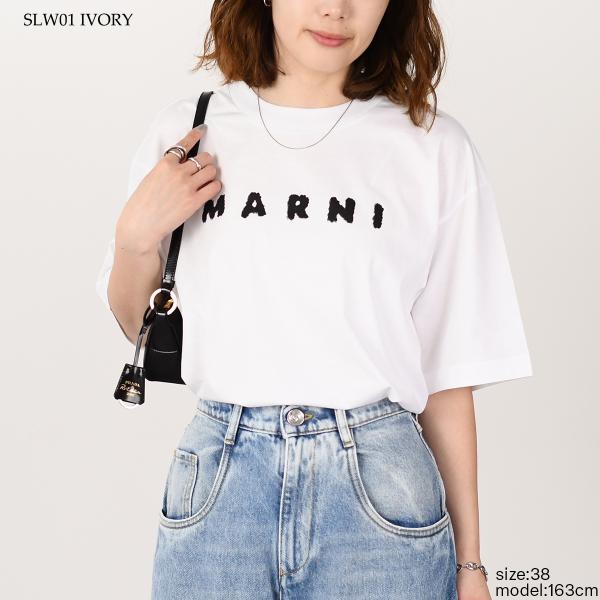 MARNI マルニスクリブルロゴ オーバーサイズ ジャージーTシャツ