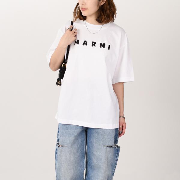 MARNI マルニスクリブルロゴ オーバーサイズ ジャージーTシャツ