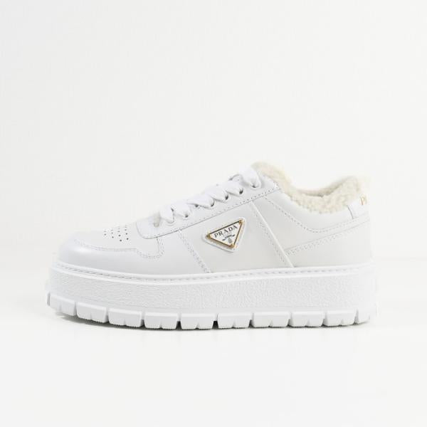 PRADA レザーxシアリング スニーカー