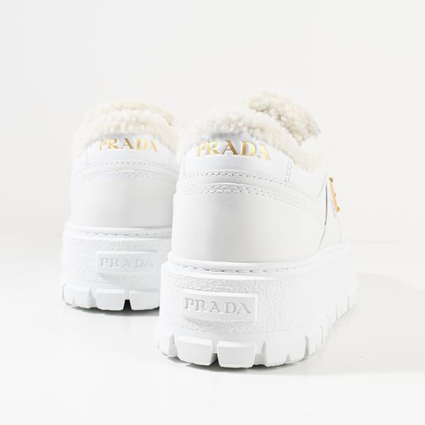 PRADA レザーxシアリング スニーカー