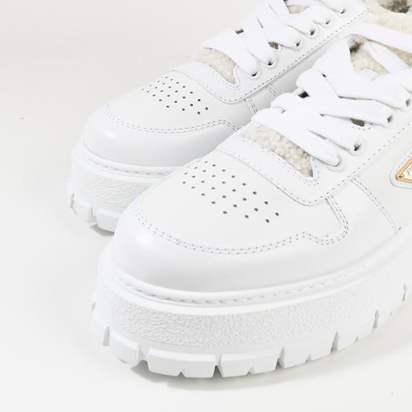 PRADA レザーxシアリング スニーカー