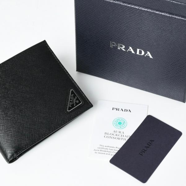 PRADA SAFFIANO 트라이앵글 로고 접이식 지갑