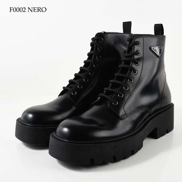 PRADA ブラッシュドレザー コンバットブーツ