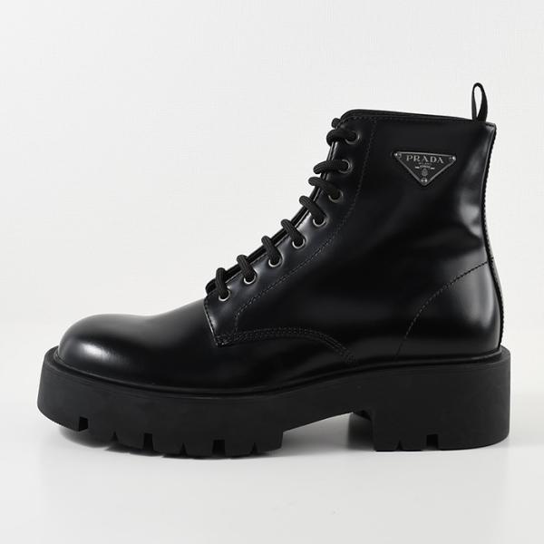 PRADA ブラッシュドレザー コンバットブーツ
