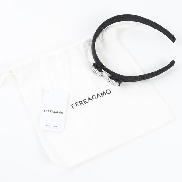 FERRAGAMO ヴァラ クリスタル リボンカチューシャ