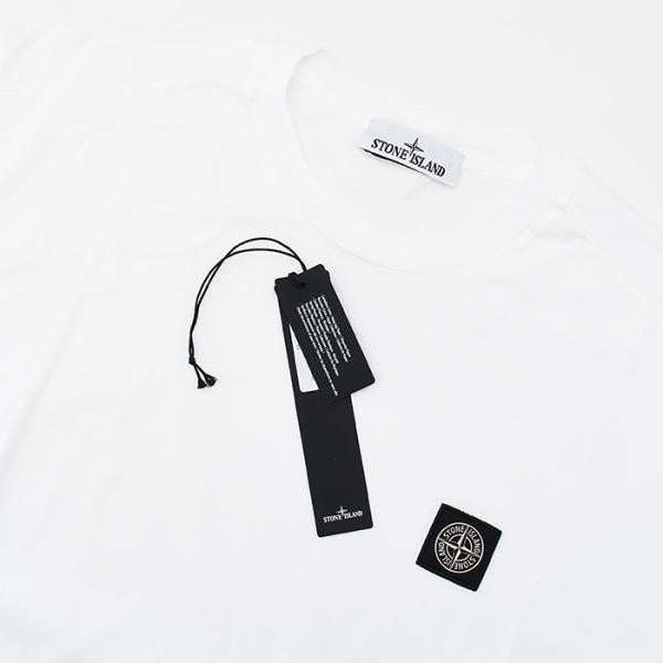 STONE ISLAND 코튼 로고 크루넥 티셔츠