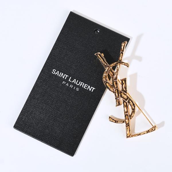 SAINT LAURENT オピウムYSLクロコ型押しブローチ