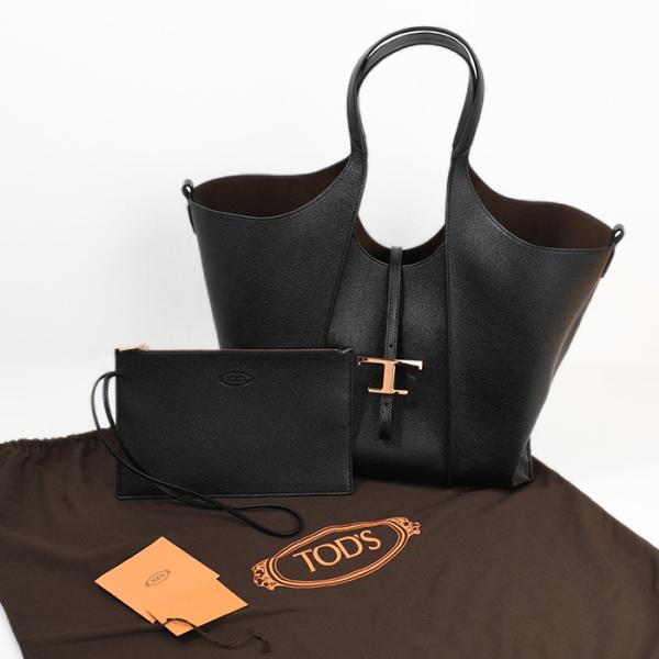 TOD'S Tタイムレス レザー ショッピングBAG ミディアム