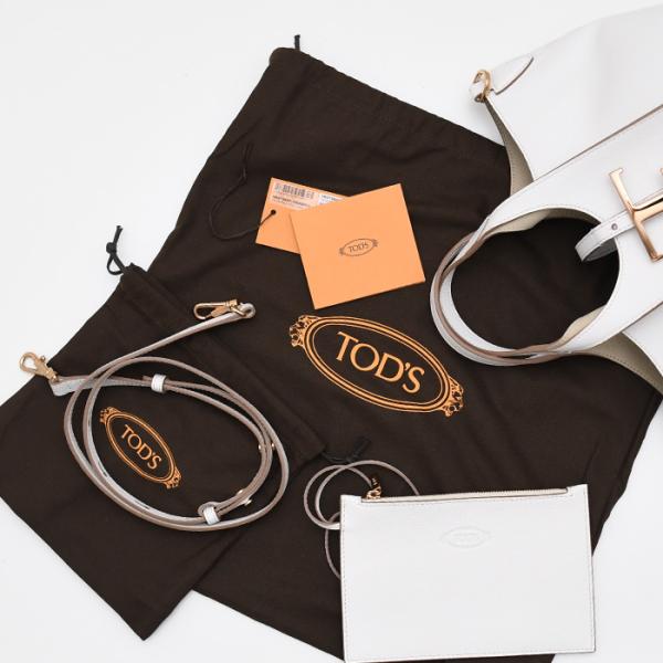 TOD'S T 타임리스 가죽 쇼핑백 미니