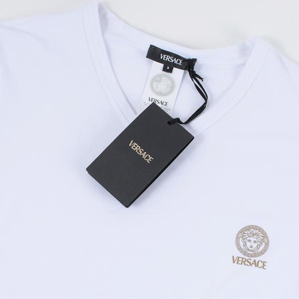 VERSACE VネックコットンTシャツ